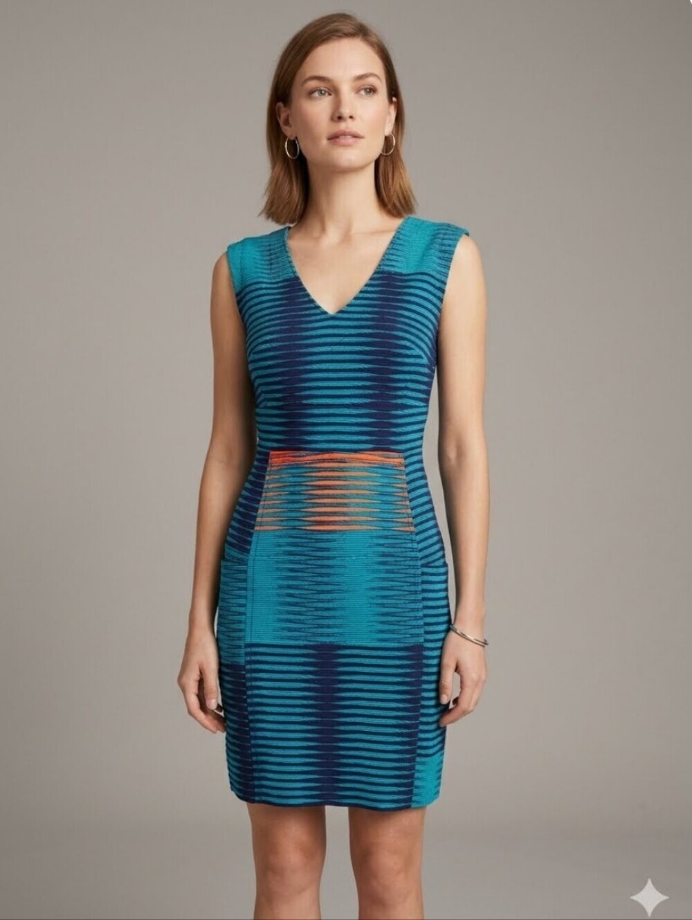 Anthropologie Plenty By Tracy Reese Striped V-Neck Mini Sheath Dress, Sz 8